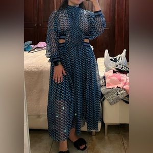 Blue and black maxi dress